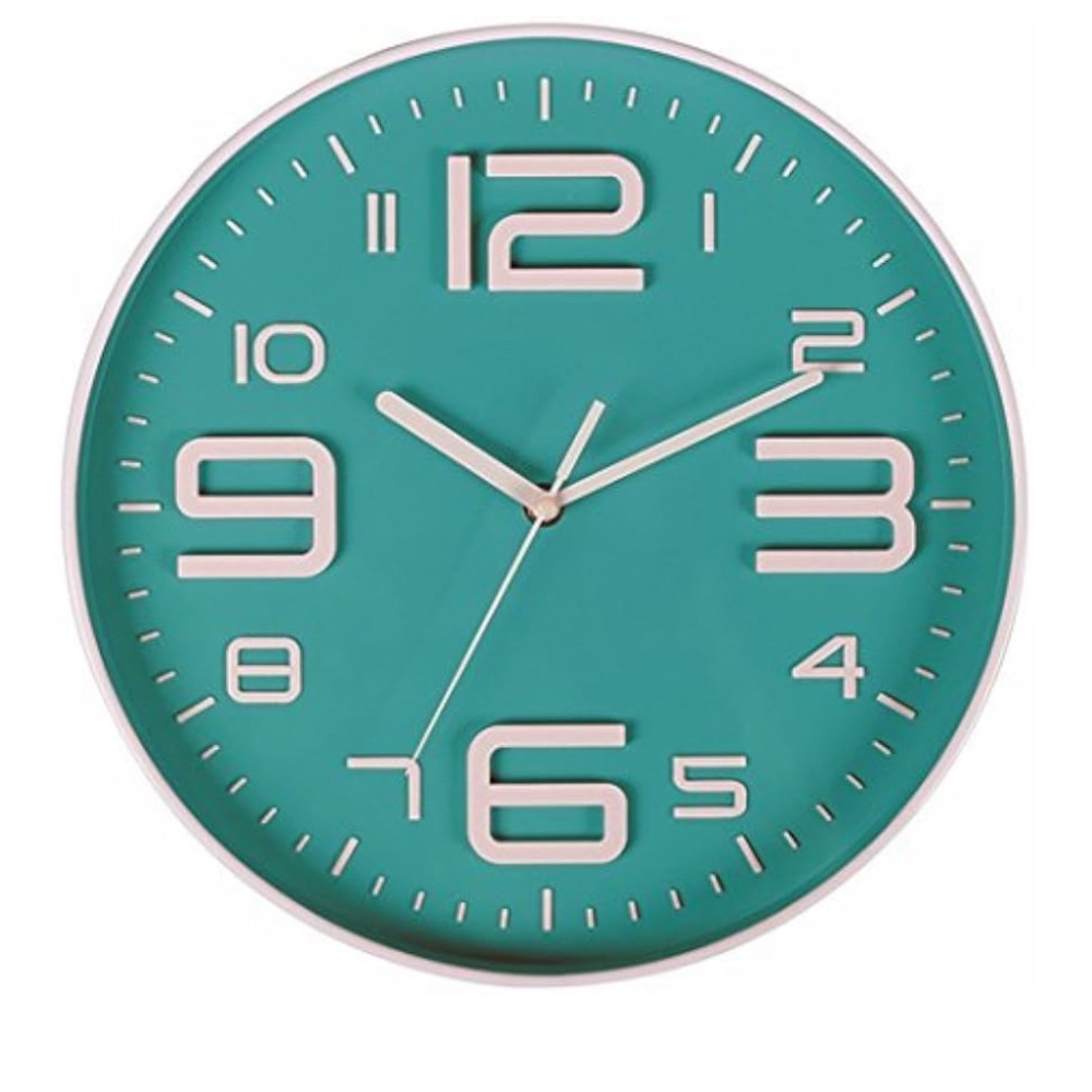 Teal Wall Clock with White Accents